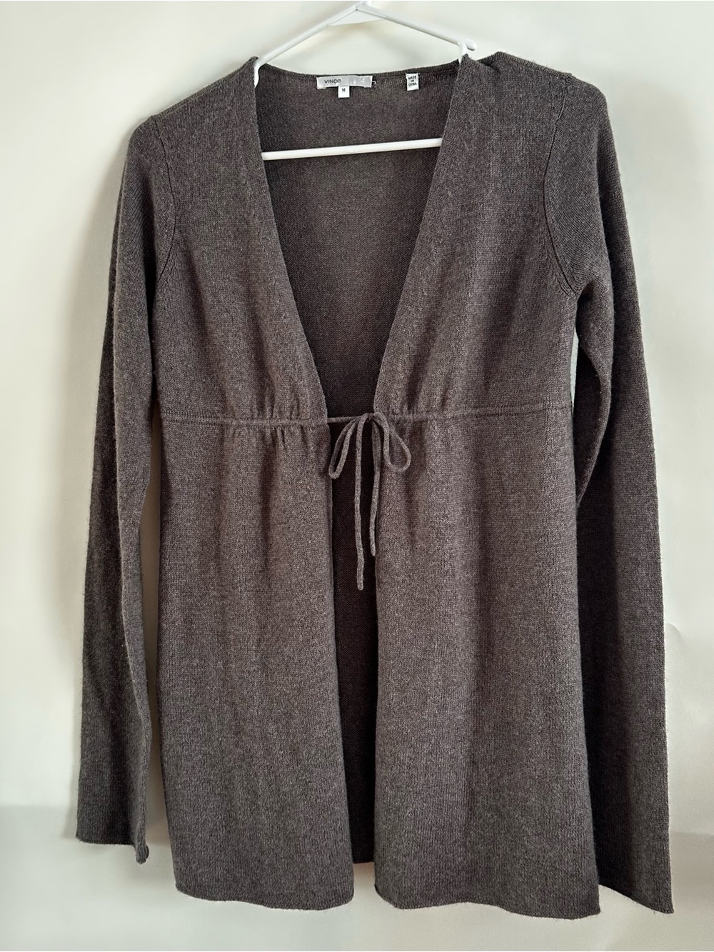 Vince 100% Cashmere Tie-Front Cardigan Sweater – Taupe, Size M